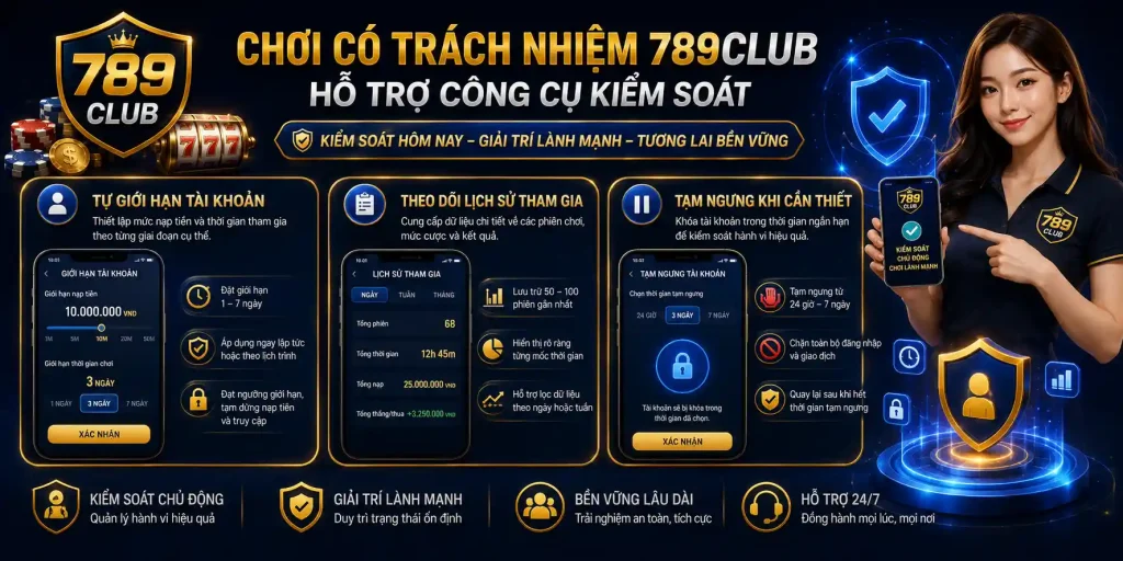 Chơi Có Trách Nhiệm 789CLUB - An Toàn Trong Mọi Trải Nghiệm Chơi có trách nhiệm 789CLUB bằng công cụ kiểm soát