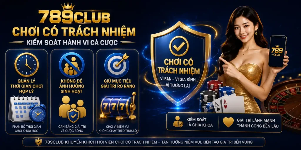 Chơi Có Trách Nhiệm 789CLUB - An Toàn Trong Mọi Trải Nghiệm Chơi có trách nhiệm 789CLUB với kiểm soát hành vi cá cược
