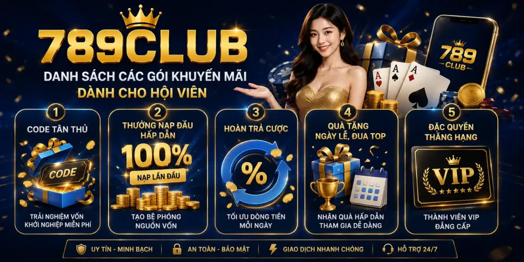 Khuyến Mãi 789CLUB - Ưu Đãi Nạp Tiền Và Hoàn Trả Mỗi Ngày Điểm danh những gói khuyến mãi 789CLUB