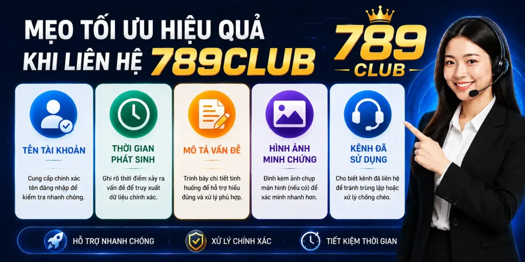 Liên Hệ 789CLUB - Hỗ Trợ 24/7 Giải Đáp Mọi Thắc Mắc Mẹo để tối ưu hiệu quả khi liên hệ 789CLUB