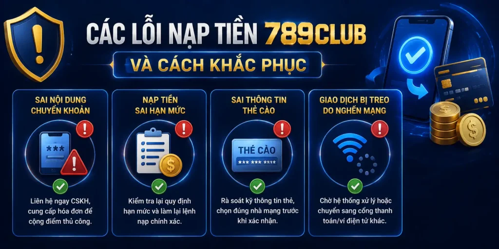 Nạp Tiền 789CLUB - Tiện Lợi, An Toàn Cho Người Mới Những lỗi nạp tiền 789CLUB thường gặp